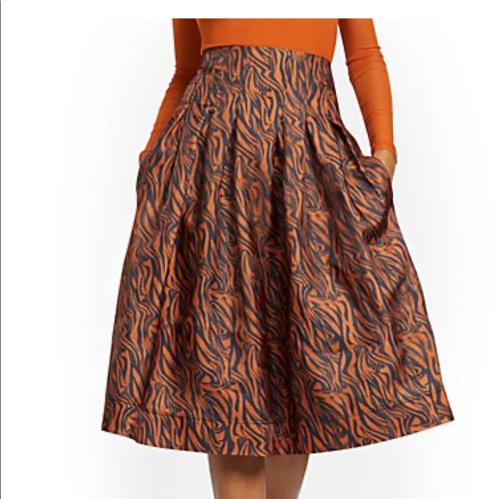 Zebra Print Pleated Skirt